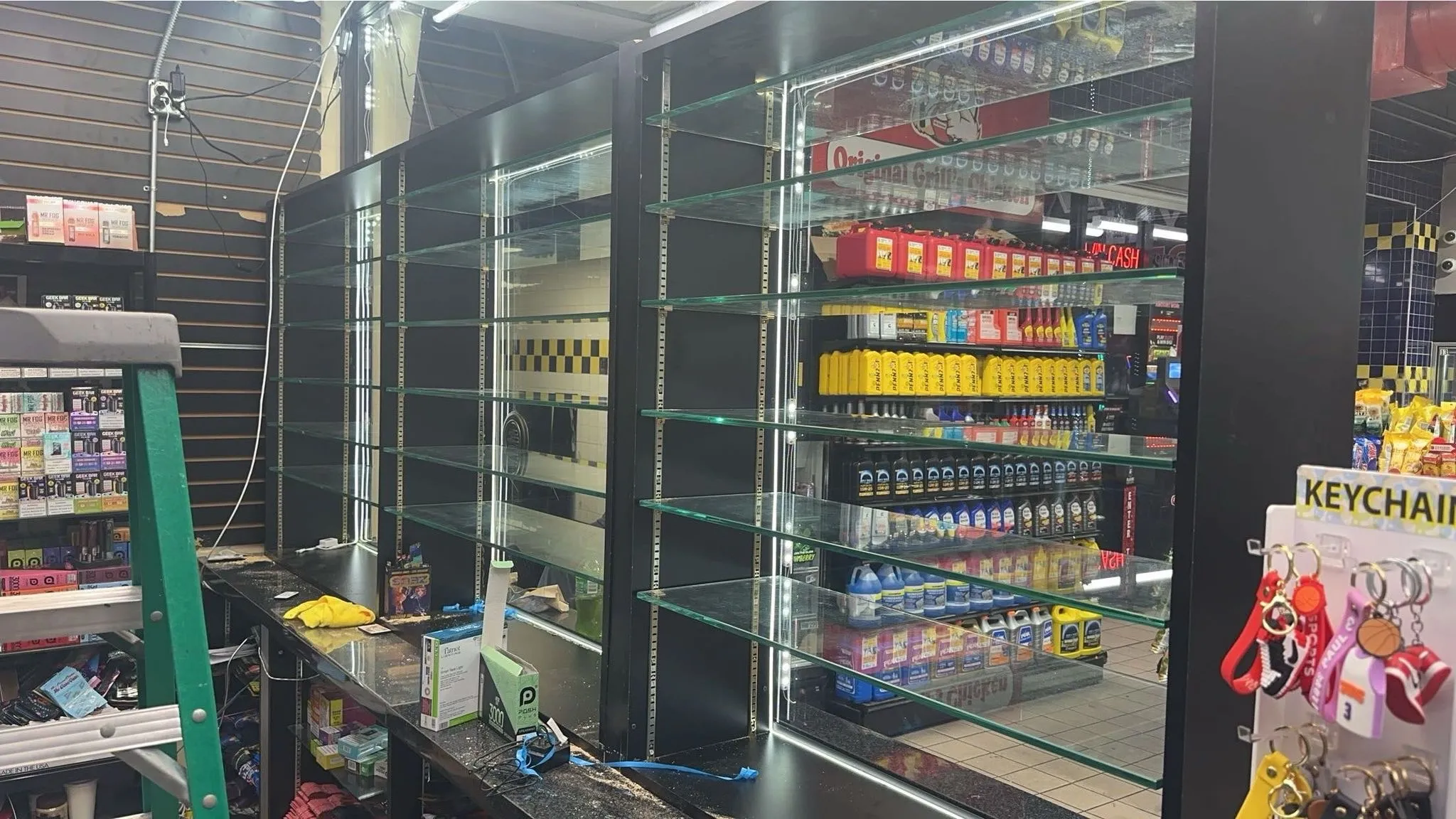 Glass and wood retail display shelving