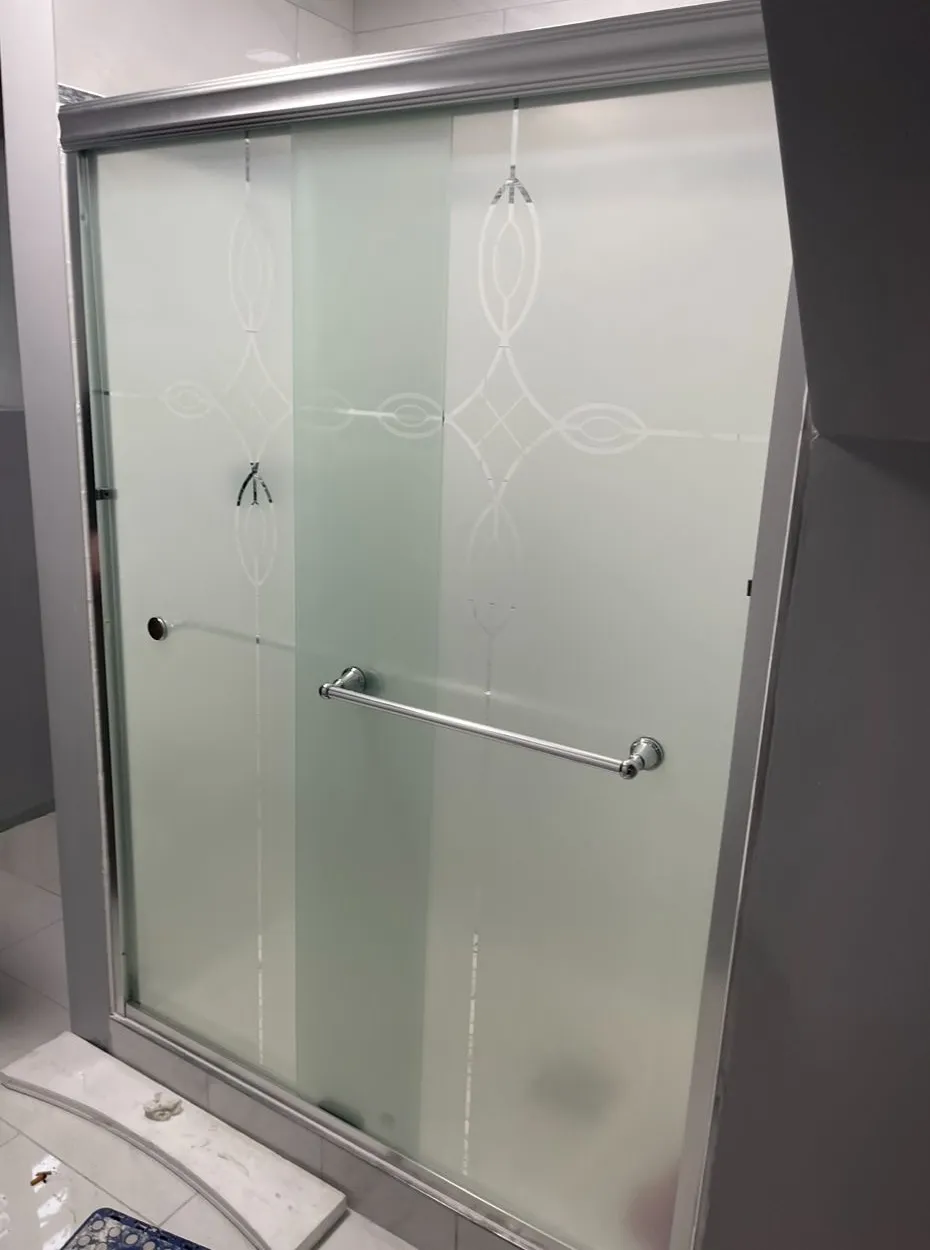 Frosted decorative glass sliding shower door