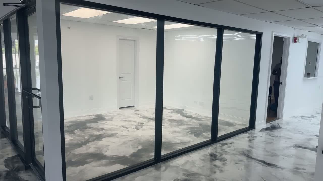 Glass office partition installation