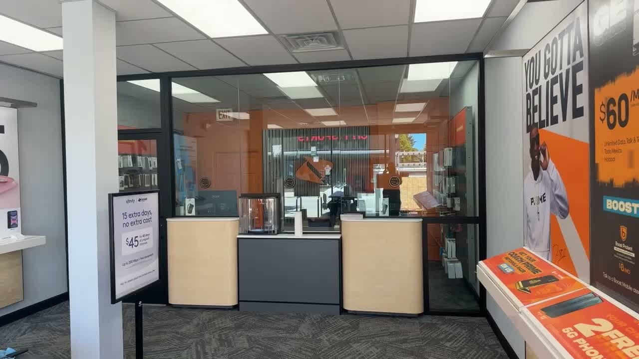 Retail storefront glass counter installation